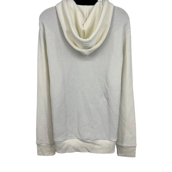 Theory Men Size Small Waffle Cream Hoodie Sweatshirt Long Sleeve Pullover EUC - Picture 7 of 11